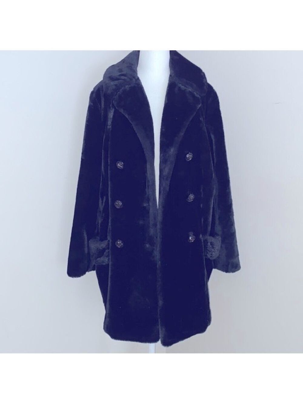Davis of Boston black true vintage fur pea coat